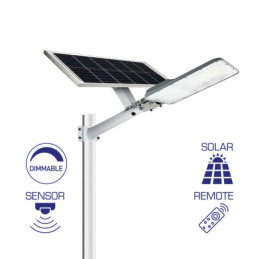 LAMPA STRADALA CU LED ST02, SOLAR+SENZOR+TELECOMND, DIM, P:100W, C:50W 6500K IP65