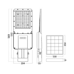 LAMPA STRADALA CU LED ST02, SOLAR+SENZOR+TELECOMND, DIM P:200W, C:100W, 6500K IP65